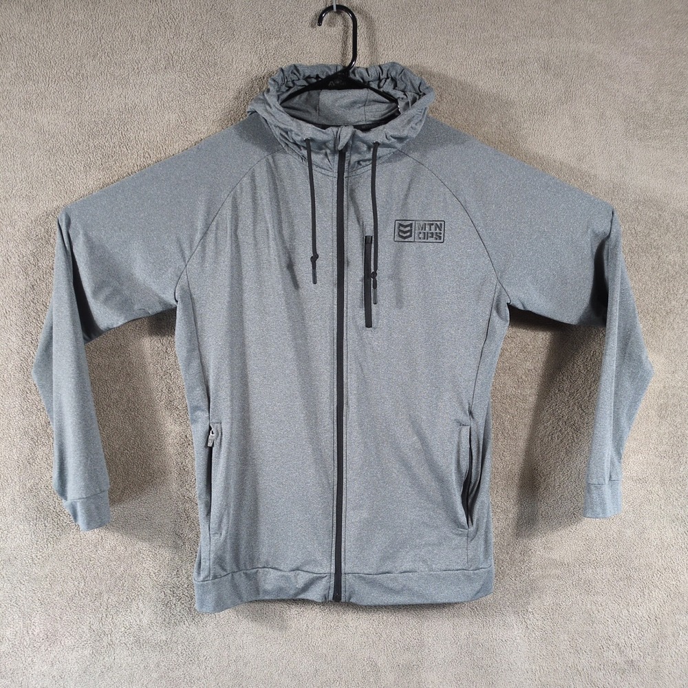 MTN OPS Mens Full Zip Hoodie Gray Performance Stretch‎ Raglan Jacket Size M